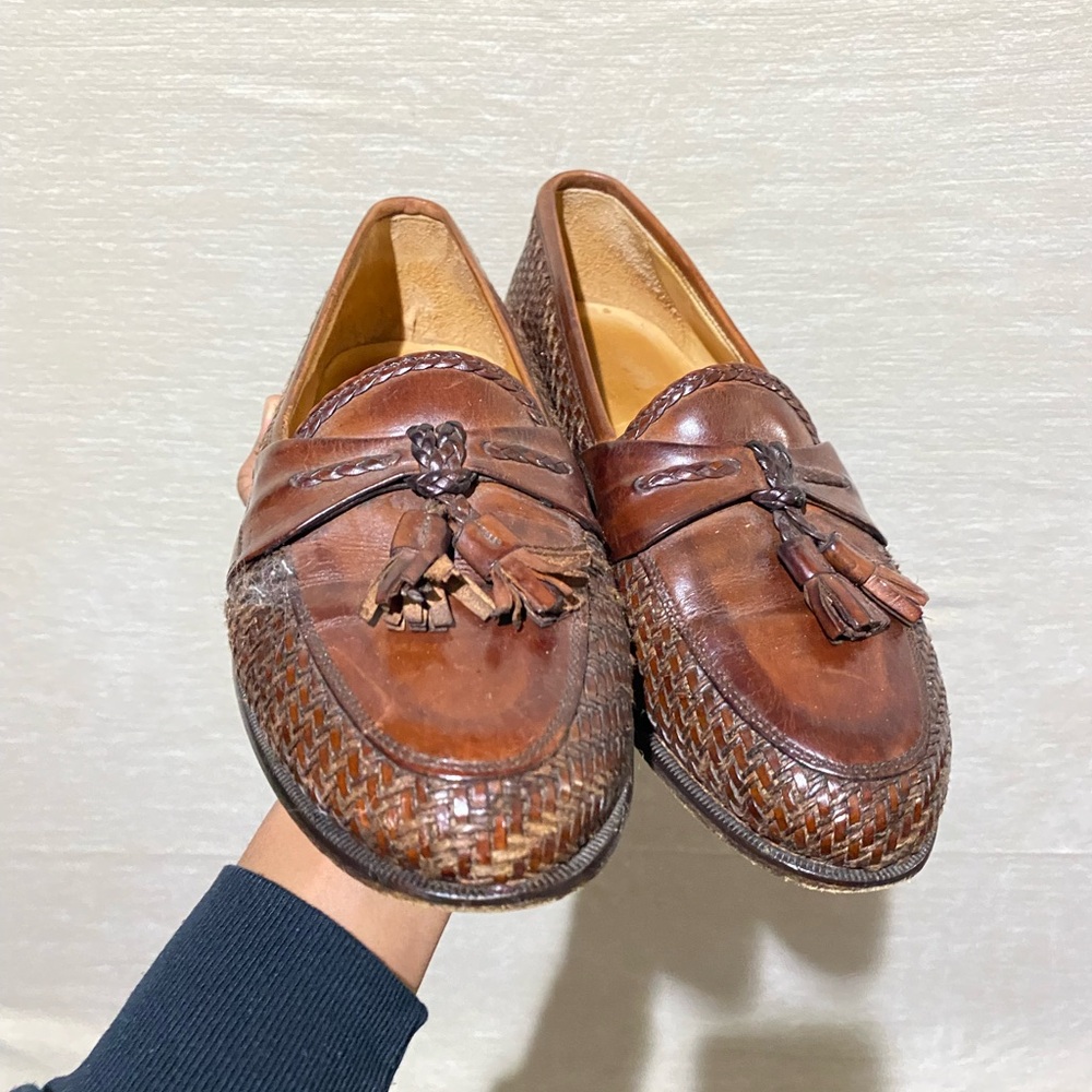 Johnston & Murphy Woven Leather Tassel Loafers